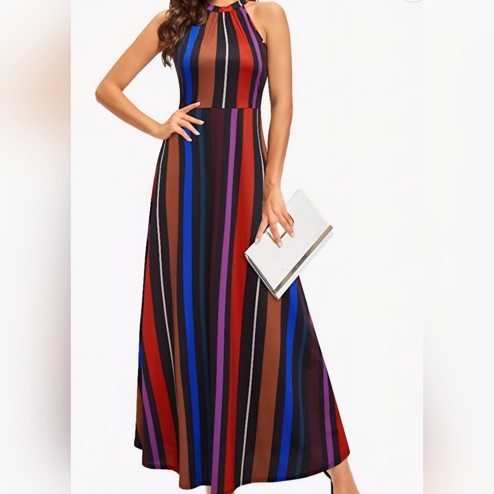 Halter Multicolor Maxi Dress